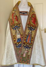 White Antique Roman High Mass Set of Vestments 8760